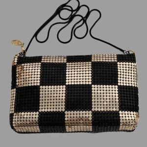 Metal Mesh Gold and Black Color Block Evening Bag Clutch Shoulder Bag
